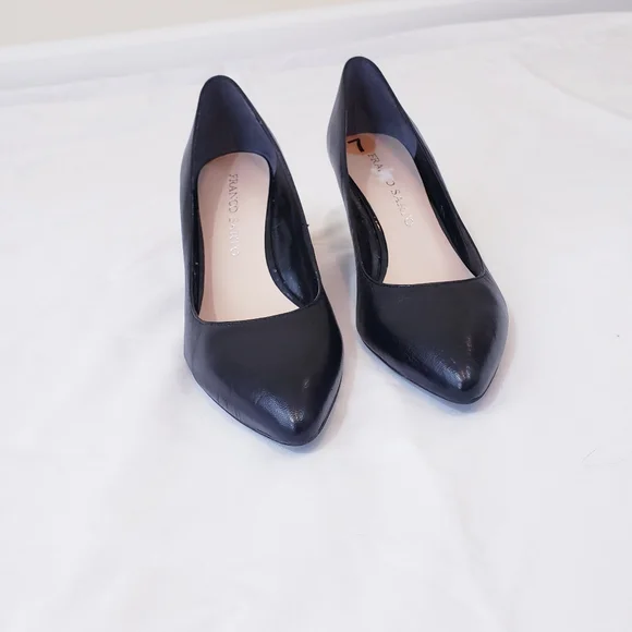 Franco Sarto Frankie Black Wedge Pump Size 7 Leather Wedged Heel Pointed Toe - Picture 11 of 14